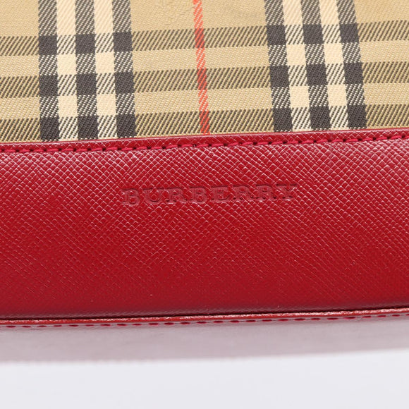 BURBERRY Nova Check Hand Bag Canvas Beige Gold Auth ka6895