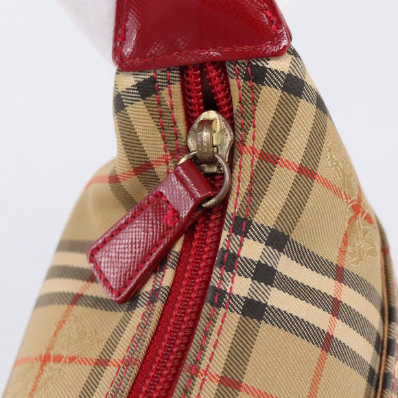 BURBERRY Nova Check Hand Bag Canvas Beige Gold Auth ka6895