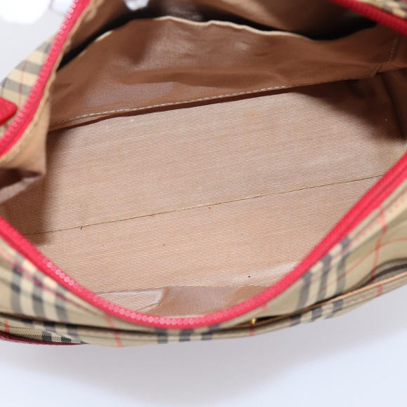 BURBERRY Nova Check Hand Bag Canvas Beige Gold Auth ka6895