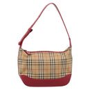 BURBERRY Nova Check Hand Bag Canvas Beige Gold Auth ka6895-2