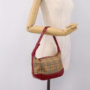 BURBERRY Nova Check Hand Bag Canvas Beige Gold Auth ka6895-24