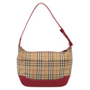 BURBERRY Nova Check Hand Bag Canvas Beige Gold Auth ka6895-3