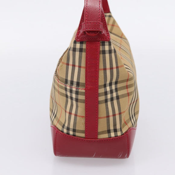 BURBERRY Nova Check Hand Bag Canvas Beige Gold Auth ka6895