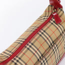 BURBERRY Nova Check Hand Bag Canvas Beige Gold Auth ka6895-6