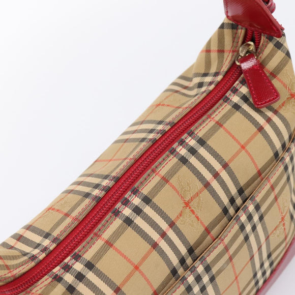 BURBERRY Nova Check Hand Bag Canvas Beige Gold Auth ka6895