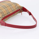 BURBERRY Nova Check Hand Bag Canvas Beige Gold Auth ka6895-7