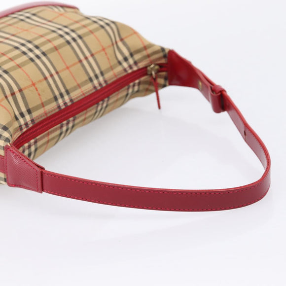 BURBERRY Nova Check Hand Bag Canvas Beige Gold Auth ka6895