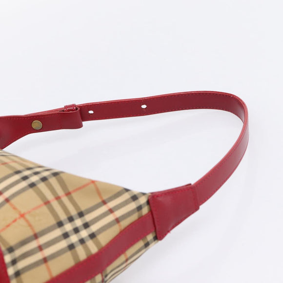 BURBERRY Nova Check Hand Bag Canvas Beige Gold Auth ka6895