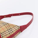 BURBERRY Nova Check Hand Bag Canvas Beige Gold Auth ka6895-8