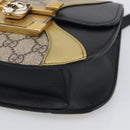 GUCCI GG Supreme Ojiride Bag Leather PVC Leather Beige Black 500781 Auth ka6900A-10