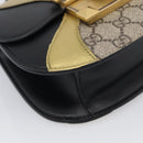 GUCCI GG Supreme Ojiride Bag Leather PVC Leather Beige Black 500781 Auth ka6900A-11