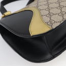 GUCCI GG Supreme Ojiride Bag Leather PVC Leather Beige Black 500781 Auth ka6900A-13