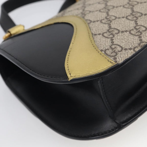 GUCCI GG Supreme Ojiride Bag Leather PVC Leather Beige Black 500781 Auth ka6900A