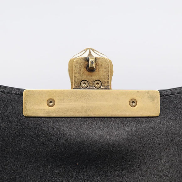 GUCCI GG Supreme Ojiride Bag Leather PVC Leather Beige Black 500781 Auth ka6900A