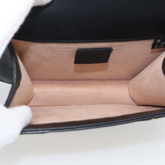 GUCCI GG Supreme Ojiride Bag Leather PVC Leather Beige Black 500781 Auth ka6900A