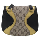GUCCI GG Supreme Ojiride Bag Leather PVC Leather Beige Black 500781 Auth ka6900A-3