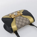 GUCCI GG Supreme Ojiride Bag Leather PVC Leather Beige Black 500781 Auth ka6900A-6