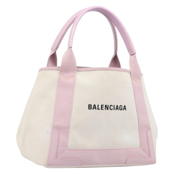 Balenciaga Navy Cabas Hand Bag Canvas Pink Silver 339933 Auth ka6905A
