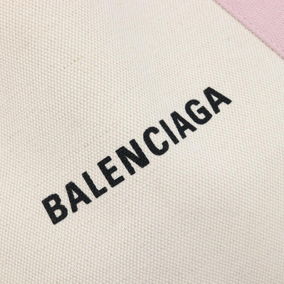 Balenciaga Navy Cabas Hand Bag Canvas Pink Silver 339933 Auth ka6905A