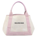 Balenciaga Navy Cabas Hand Bag Canvas Pink Silver 339933 Auth ka6905A-2