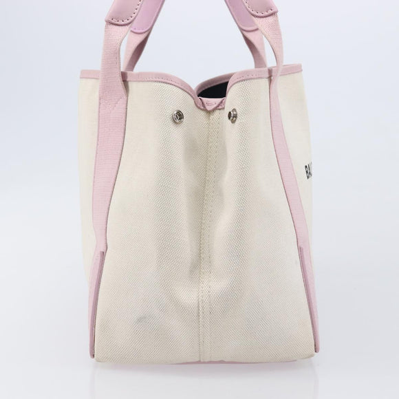 Balenciaga Navy Cabas Hand Bag Canvas Pink Silver 339933 Auth ka6905A