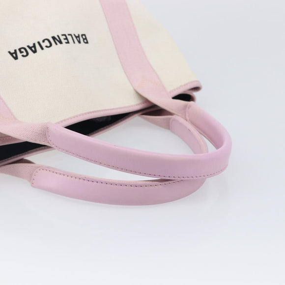 Balenciaga Navy Cabas Hand Bag Canvas Pink Silver 339933 Auth ka6905A