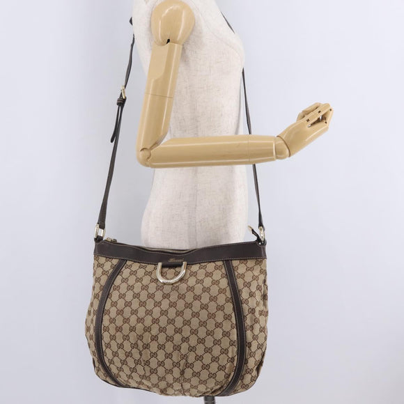 GUCCI GG Canvas Abbey Shoulder Bag Beige Gold 204940 Auth ka6911A