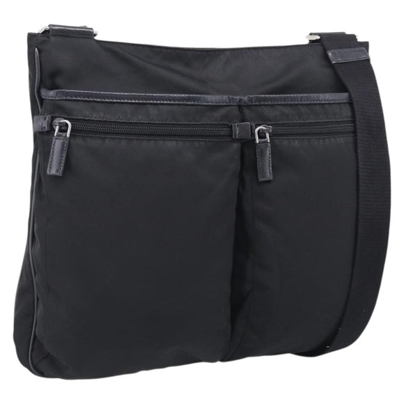 PRADA Shoulder Bag Nylon Black Silver Auth ka6912