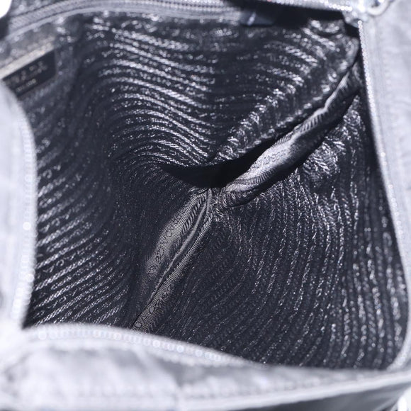 PRADA Shoulder Bag Nylon Black Silver Auth ka6912