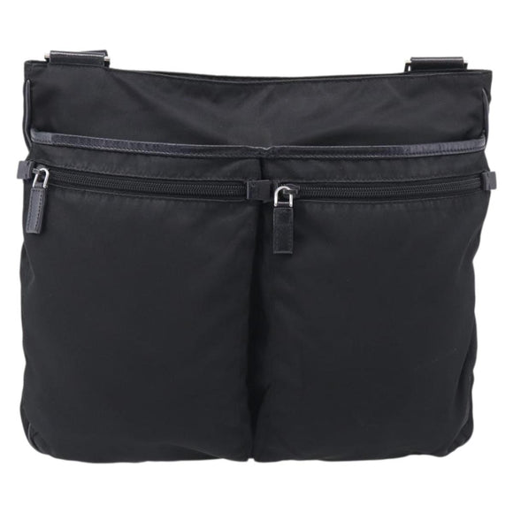 PRADA Shoulder Bag Nylon Black Silver Auth ka6912