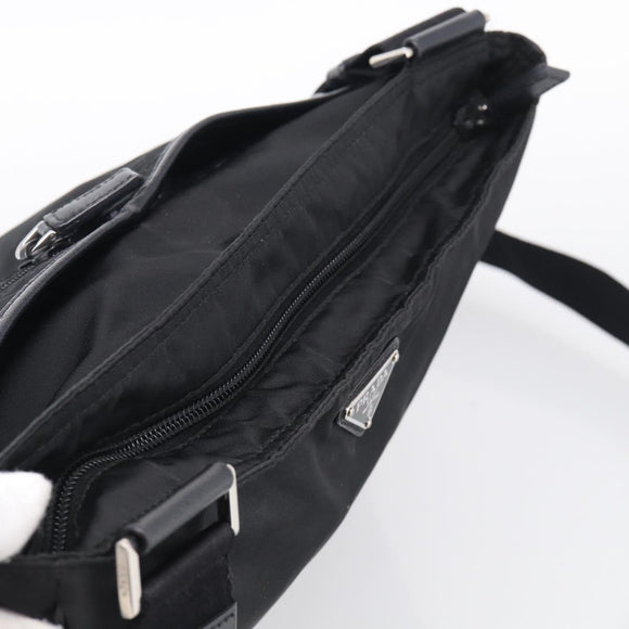PRADA Shoulder Bag Nylon Black Silver Auth ka6912