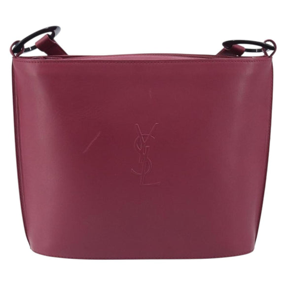 Saint Laurent Shoulder Bag Leather Bordeaux Auth ka6915A