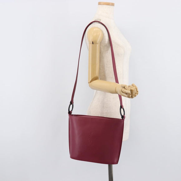 Saint Laurent Shoulder Bag Leather Bordeaux Auth ka6915A