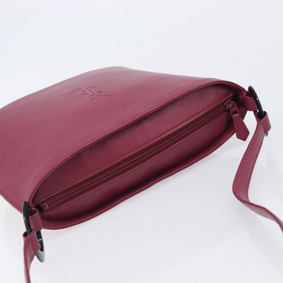 Saint Laurent Shoulder Bag Leather Bordeaux Auth ka6915A