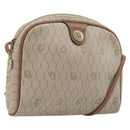 Christian Dior Honeycomb Canvas Shoulder Bag PVC Beige Gold Auth ka6916-1