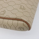 Christian Dior Honeycomb Canvas Shoulder Bag PVC Beige Gold Auth ka6916-11