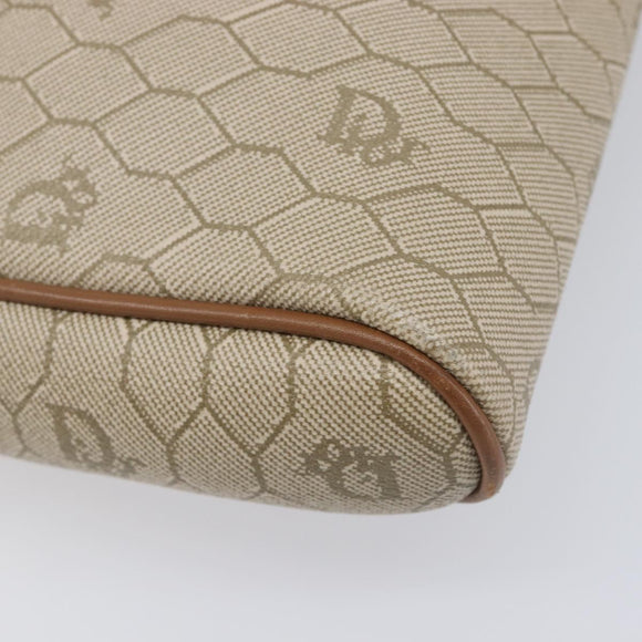 Christian Dior Honeycomb Canvas Shoulder Bag PVC Beige Gold Auth ka6916
