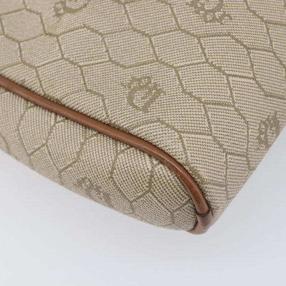 Christian Dior Honeycomb Canvas Shoulder Bag PVC Beige Gold Auth ka6916