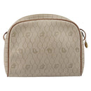 Christian Dior Honeycomb Canvas Shoulder Bag PVC Beige Gold Auth ka6916-3