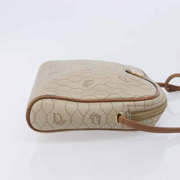 Christian Dior Honeycomb Canvas Shoulder Bag PVC Beige Gold Auth ka6916