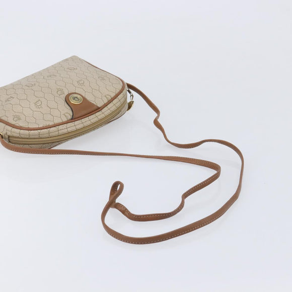 Christian Dior Honeycomb Canvas Shoulder Bag PVC Beige Gold Auth ka6916