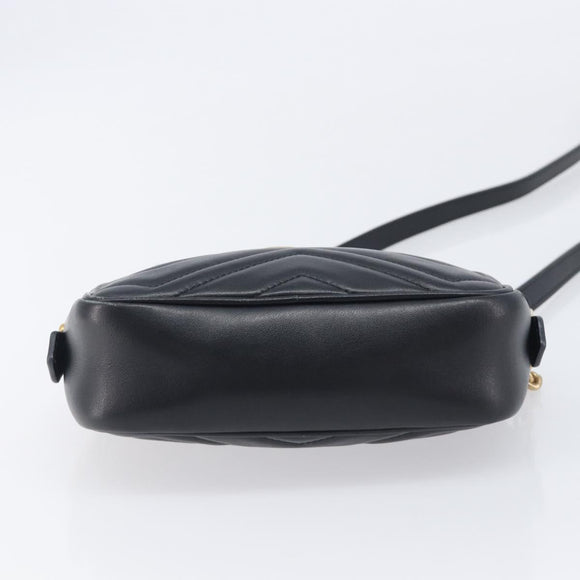GUCCI GG Marmont Shoulder Bag Leather Black Gold 448065 Auth ka6917V