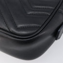 GUCCI GG Marmont Shoulder Bag Leather Black Gold 448065 Auth ka6917V-11