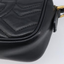 GUCCI GG Marmont Shoulder Bag Leather Black Gold 448065 Auth ka6917V-13