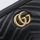 GUCCI GG Marmont Shoulder Bag Leather Black Gold 448065 Auth ka6917V-15