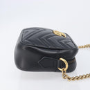 GUCCI GG Marmont Shoulder Bag Leather Black Gold 448065 Auth ka6917V-4
