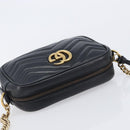 GUCCI GG Marmont Shoulder Bag Leather Black Gold 448065 Auth ka6917V-6