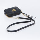 GUCCI GG Marmont Shoulder Bag Leather Black Gold 448065 Auth ka6917V-7