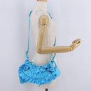 Balenciaga Luka Goal Shoulder Bag Nylon Light Blue Silver 671309 Auth ka6918M-28