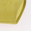 Salvatore Ferragamo Vara Ribbon Hand Bag Suede Yellow Silver Auth ka6920-13